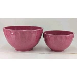 2 VTG Boonton Ware Melmac Confetti Pink Mixing Bowl 511C-4Q 4 Qt & 511A-2 Qt